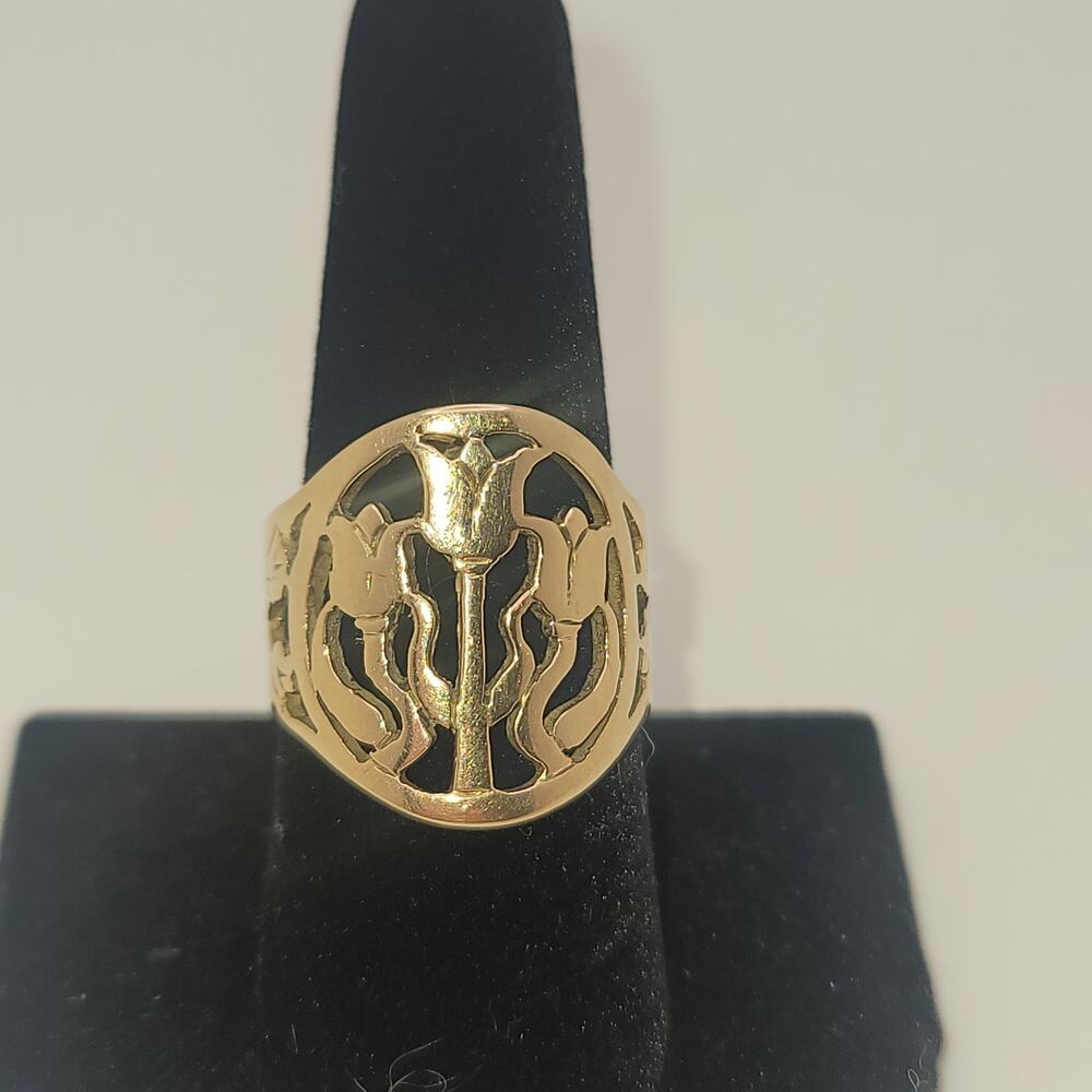 Gold tone Sterling Tulip Design Cut-out Ring